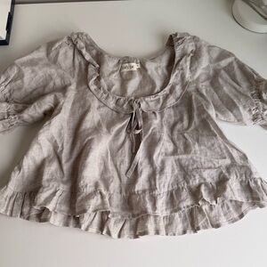 Doll Blouse Light Gray Ruffled Blouse